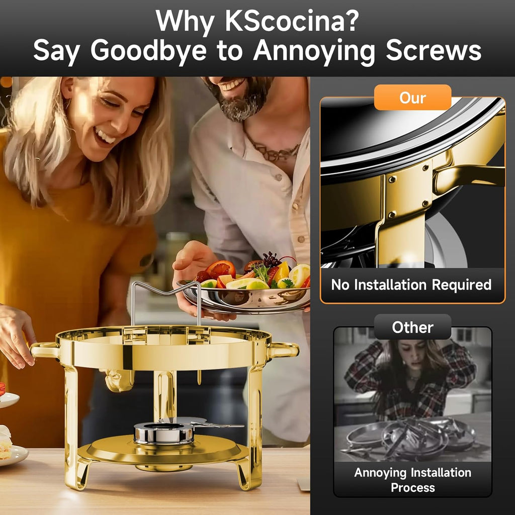 Chafing Dishes for Buffet, 4-Pack 5QT Round Stainless Steel Set